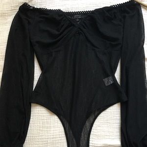 Dolls Kill Off Shoulder Mesh Bodysuit